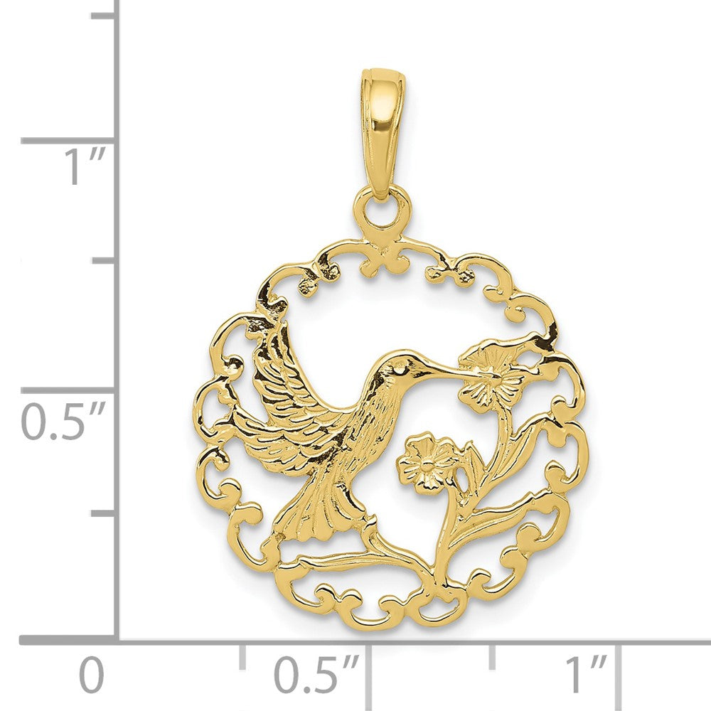FJC Finejewelers 10 kt Yellow Gold Hummingbird in Round Frame Charm 27 x 20 mm