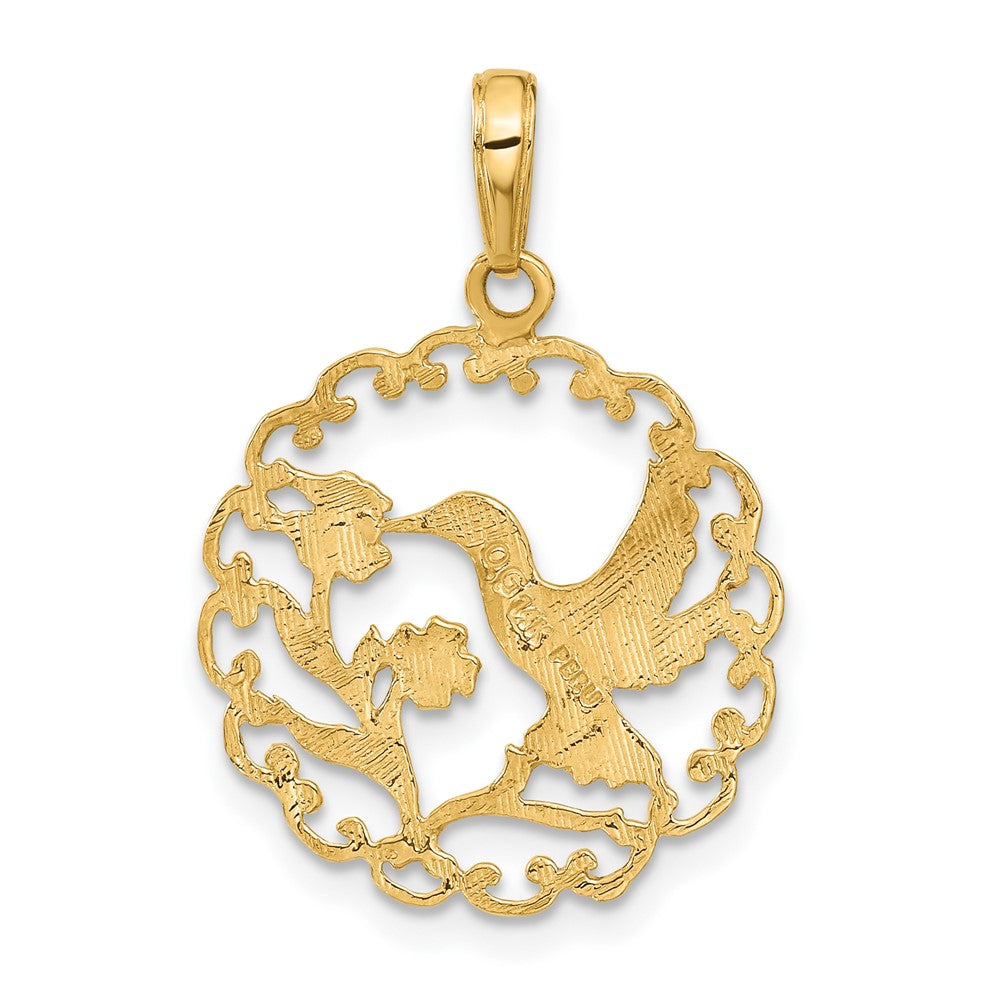 FJC Finejewelers 10 kt Yellow Gold Hummingbird in Round Frame Charm 27 x 20 mm