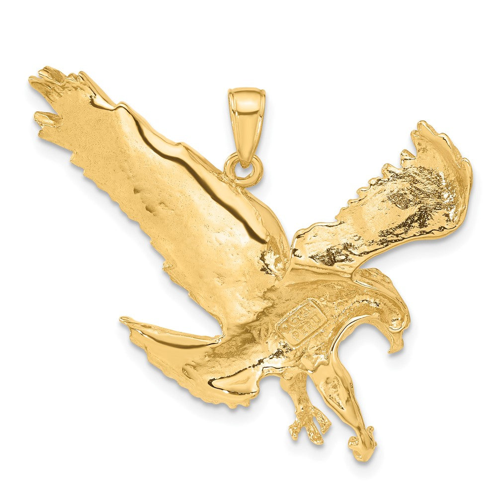 FJC Finejewelers 10 kt Yellow Gold Textured Eagle Landing Charm 31 x 38 mm