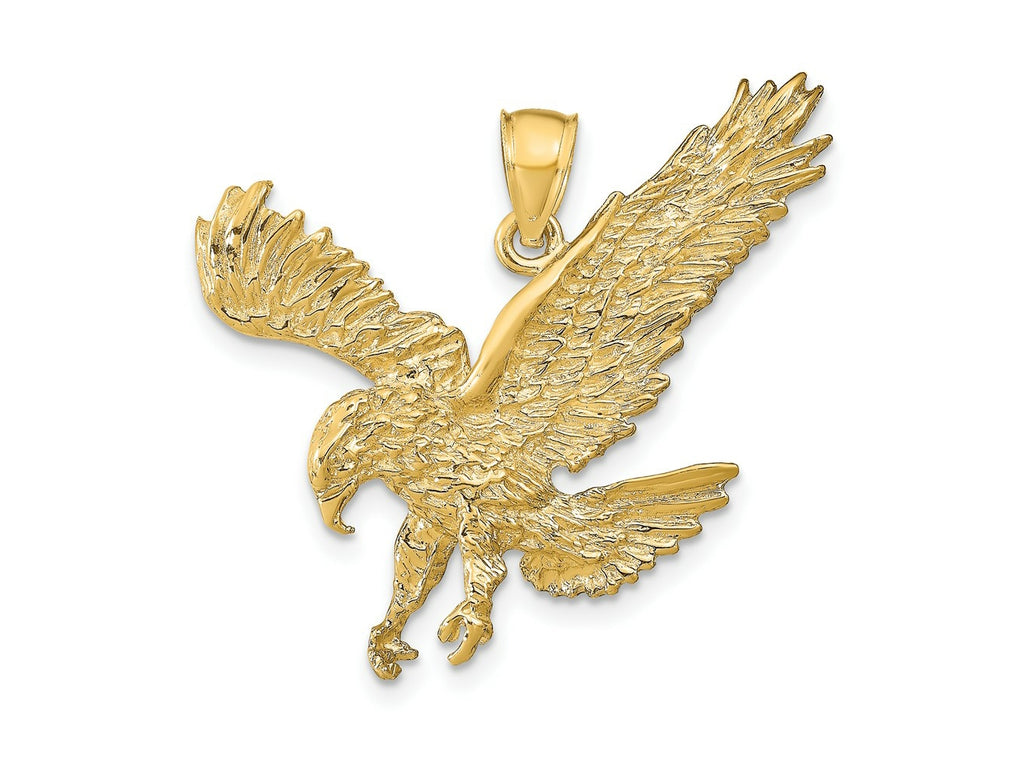 FJC Finejewelers 10 kt Yellow Gold Textured Eagle Landing Charm 31 x 38 mm