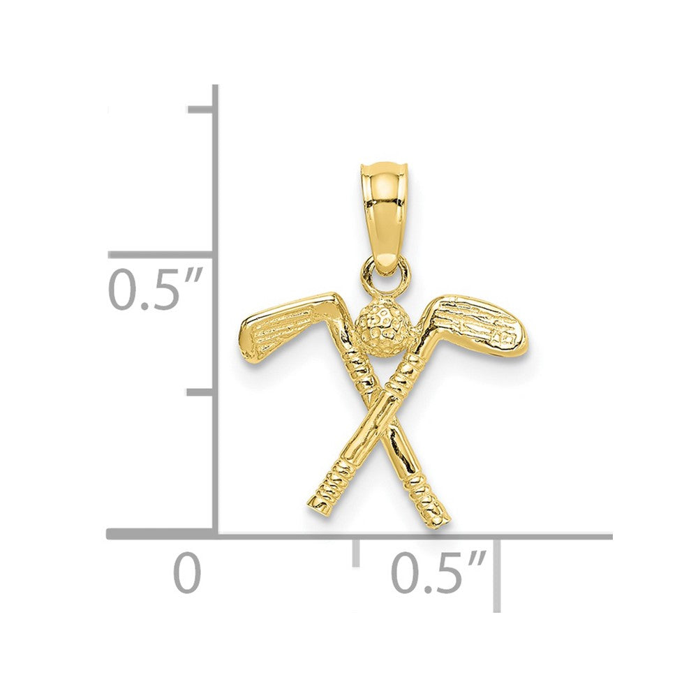 FJC Finejewelers 10 kt Yellow Gold 3-D Golf Clubs with Ball Charm 10 x 14 mm