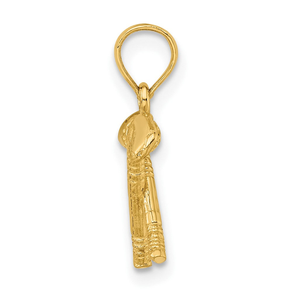 FJC Finejewelers 10 kt Yellow Gold 3-D Golf Clubs with Ball Charm 10 x 14 mm