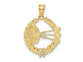 FJC Finejewelers 10 kt Yellow Gold Dart Board and Darts in Leaf Design Charm 18 x 17 mm