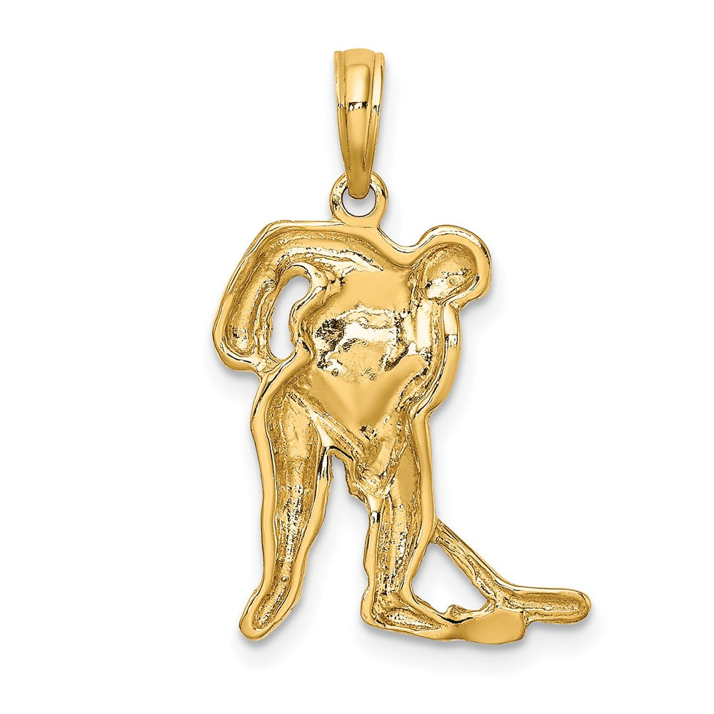 FJC Finejewelers 10 kt Yellow Gold Hockey Player with Stick and Puck Charm 18 x 15 mm