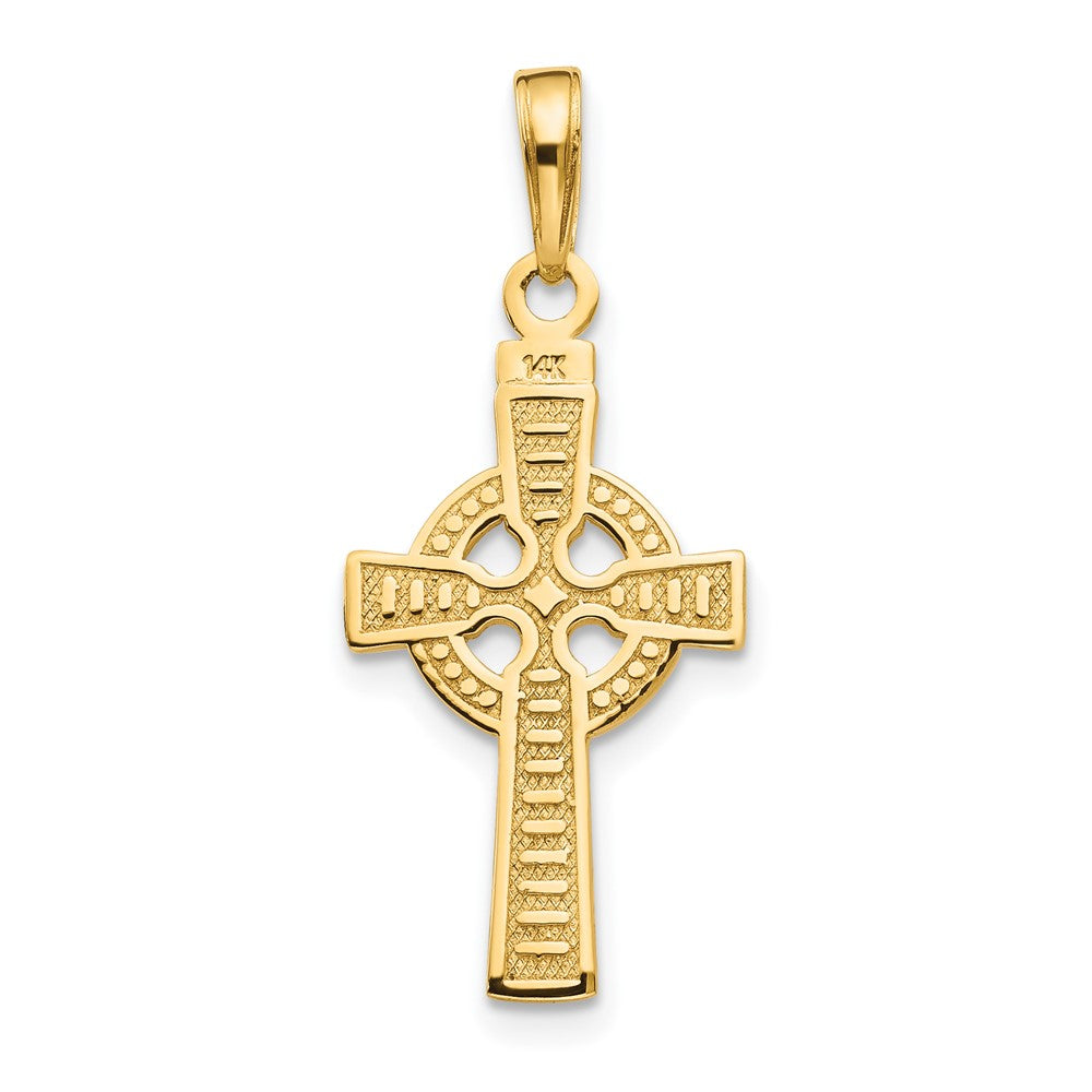 FJC Finejewelers 10 kt Yellow Gold Reversible GOD IS LOVE Celtic Cross Charm 29 x 12 mm