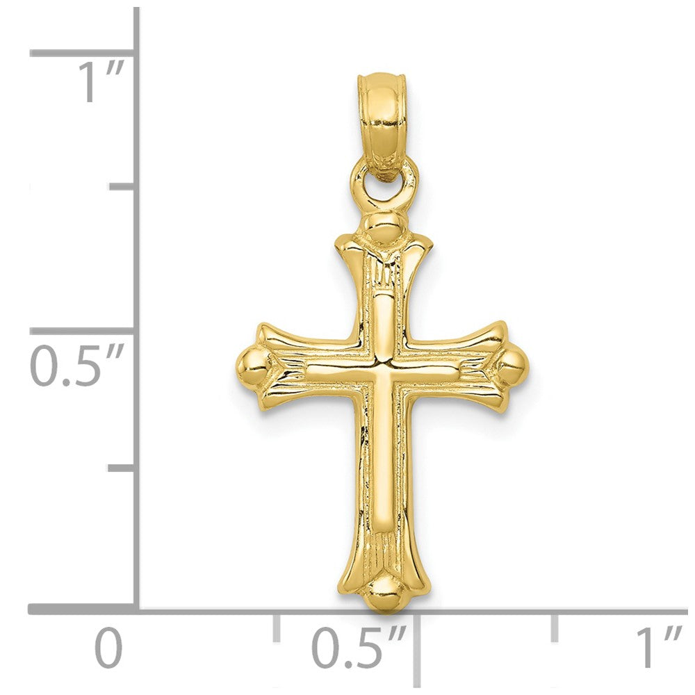 FJC Finejewelers 10 kt Yellow Gold Budded Cross Charm 26 x 13 mm