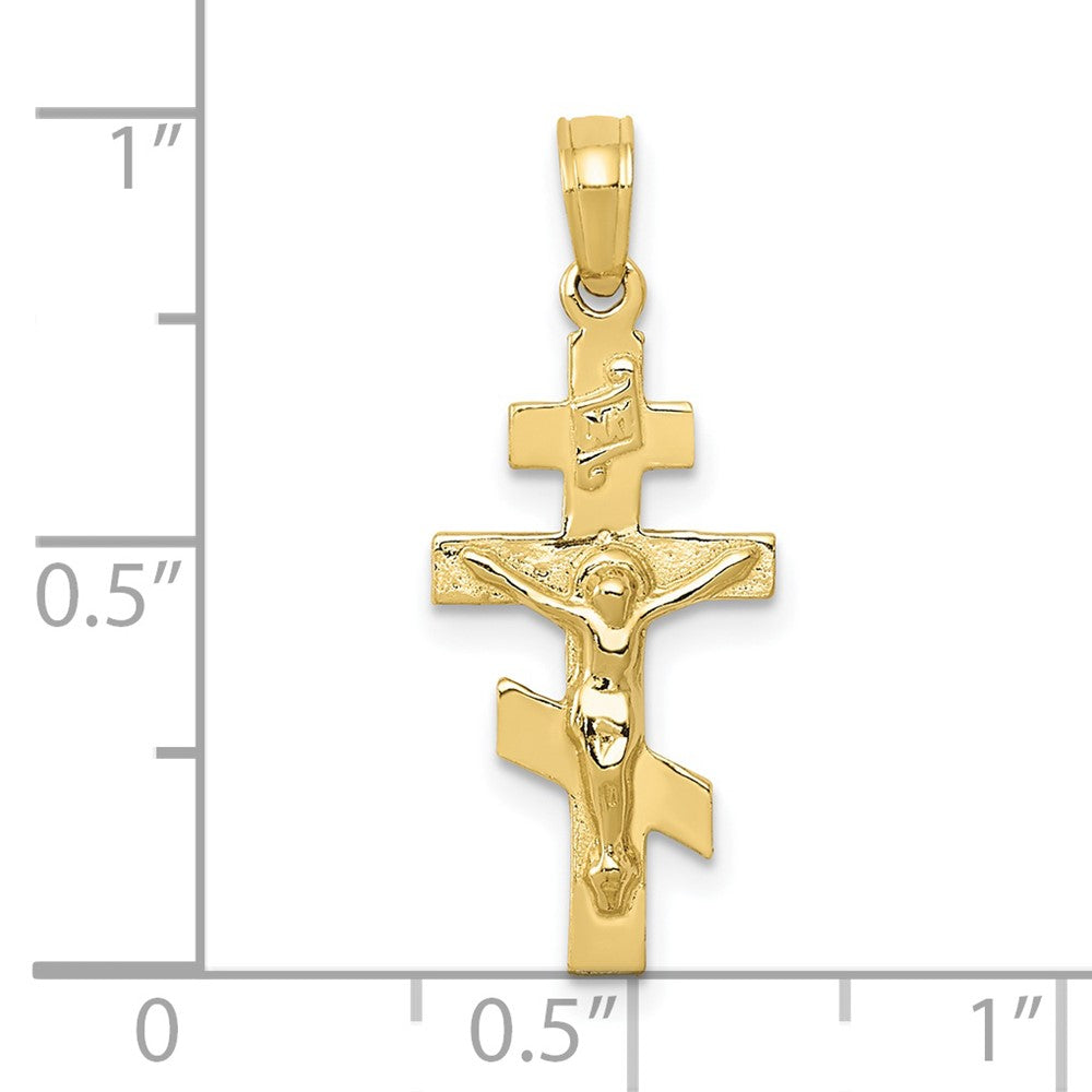 FJC Finejewelers 10 kt Yellow Gold Eastern Orthodox Crucifix Charm 25 x 11 mm