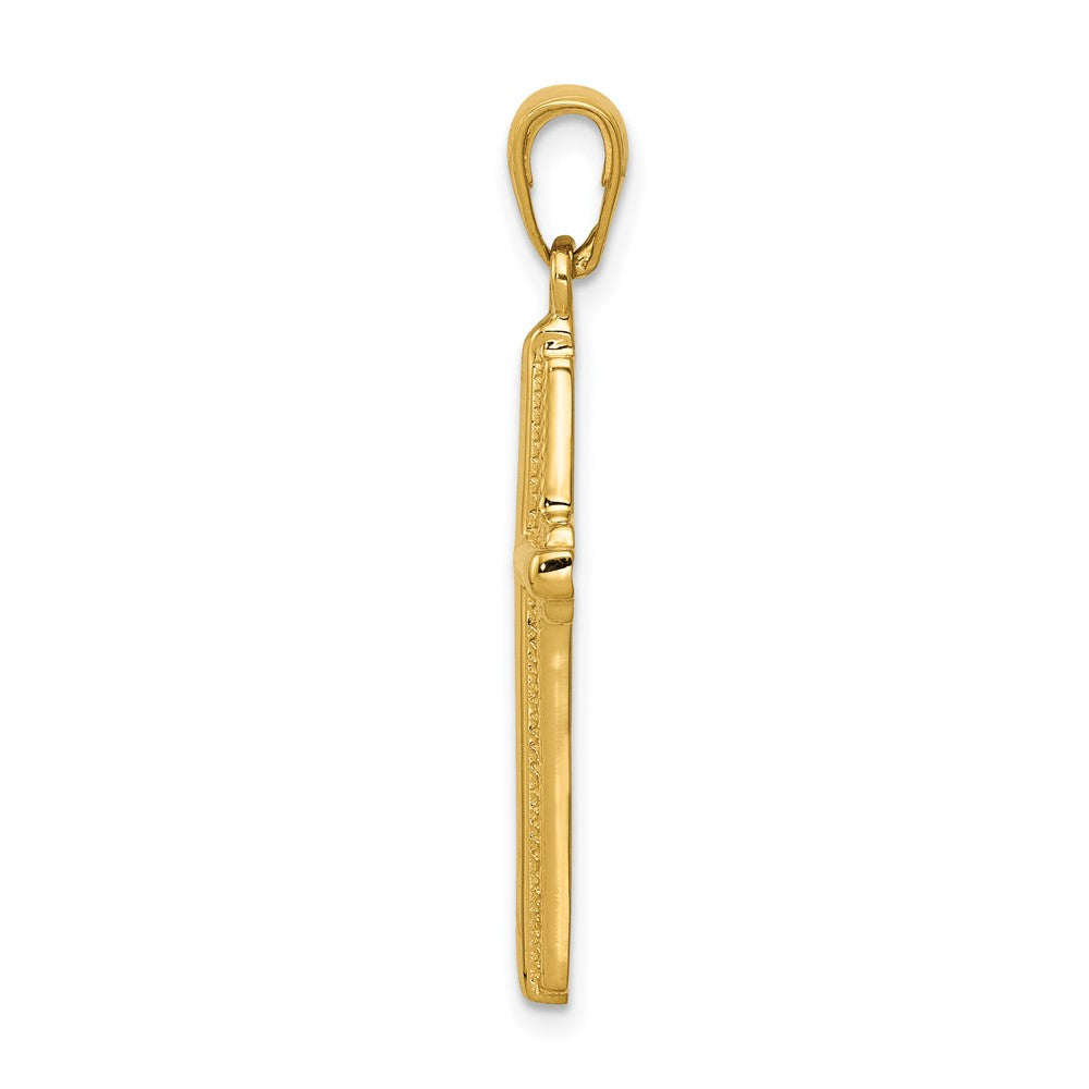 FJC Finejewelers 10 kt Yellow Gold Cross with Striped Border Charm 34 x 17 mm