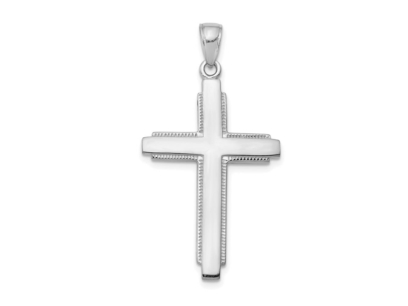 FJC Finejewelers Solid 10 kt White Gold Themed Cross Charm 41 mm x 21.25 mm