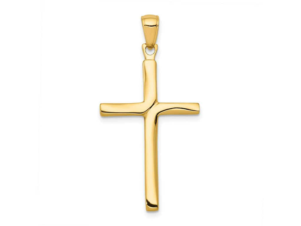 FJC Finejewelers 10 kt Yellow Gold Polished Finish Accent Stick Cross Charm 35 x 13 mm