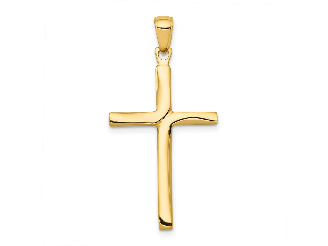 FJC Finejewelers 10 kt Yellow Gold Polished Finish Accent Stick Cross Charm 35 x 13 mm