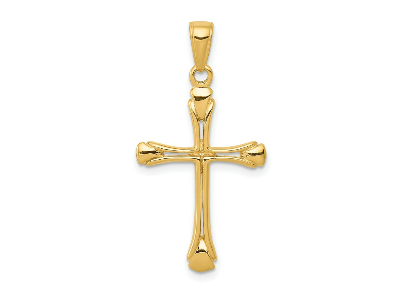 FJC Finejewelers 10 kt Yellow Gold Cross with Triangle Tips Charm 33 x 17 mm
