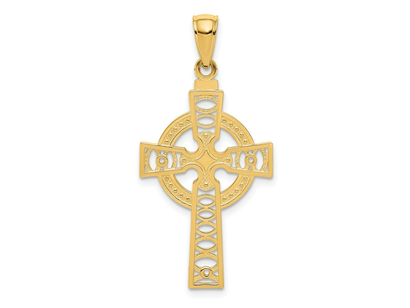 FJC Finejewelers 10 kt Yellow Gold Celtic Cross with Eternity Circle Charm 36 x 18 mm