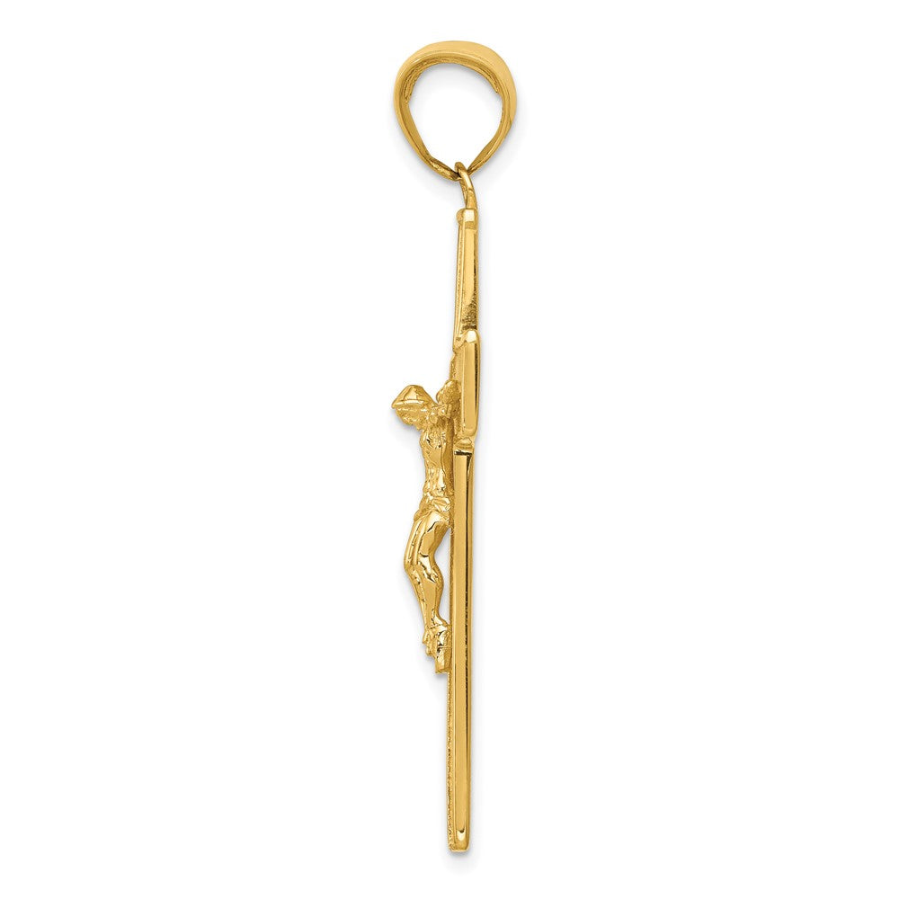 FJC Finejewelers 10 kt Yellow Gold Textured Crucifix Latin Cross Charm 47 x 27 mm