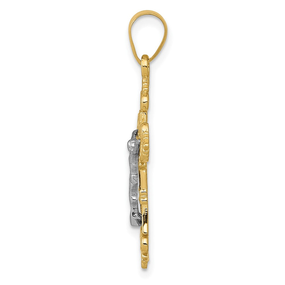 FJC Finejewelers 10 kt Two Tone Gold Two-tone Small Lacey-edged INRI Crucifix Charm 29 x 14 mm
