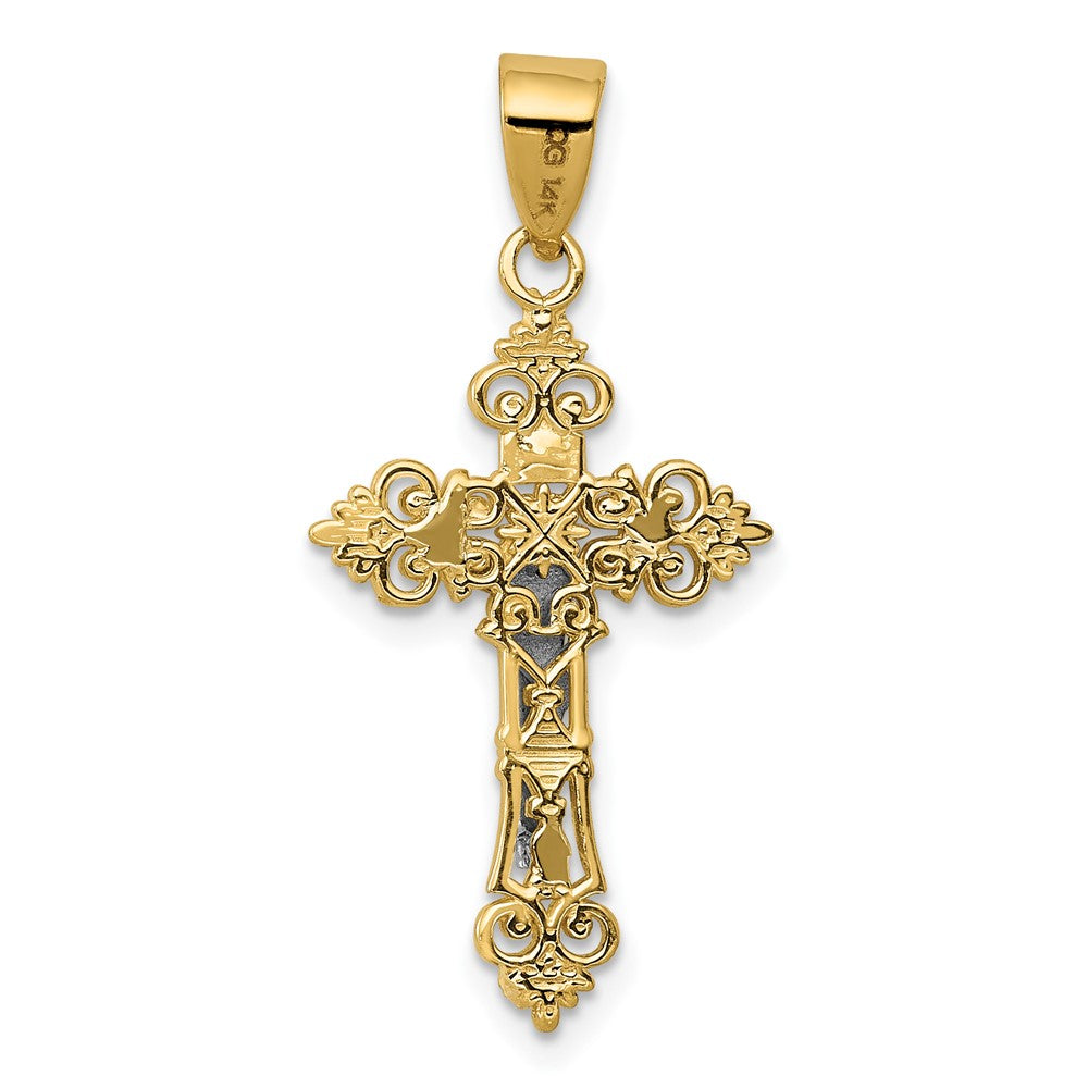 FJC Finejewelers 10 kt Two Tone Gold Two-tone Small Lacey-edged INRI Crucifix Charm 29 x 14 mm