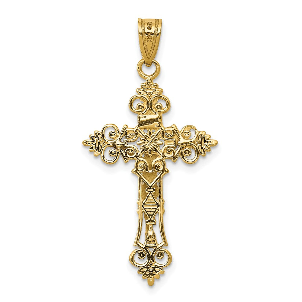 FJC Finejewelers 10 kt Two Tone Gold Two-tone Medium Lacey-edged INRI Crucifix Charm 35 x 17 mm