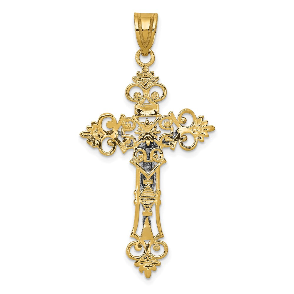 FJC Finejewelers 10 kt Two Tone Gold Two-tone Large Lacey-edged INRI Crucifix Charm 43 x 21 mm