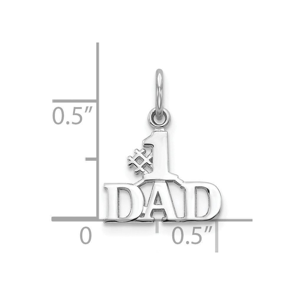FJC Finejewelers 10 kt White Gold Themed #1 Dad Charm 17 mm x 13 mm
