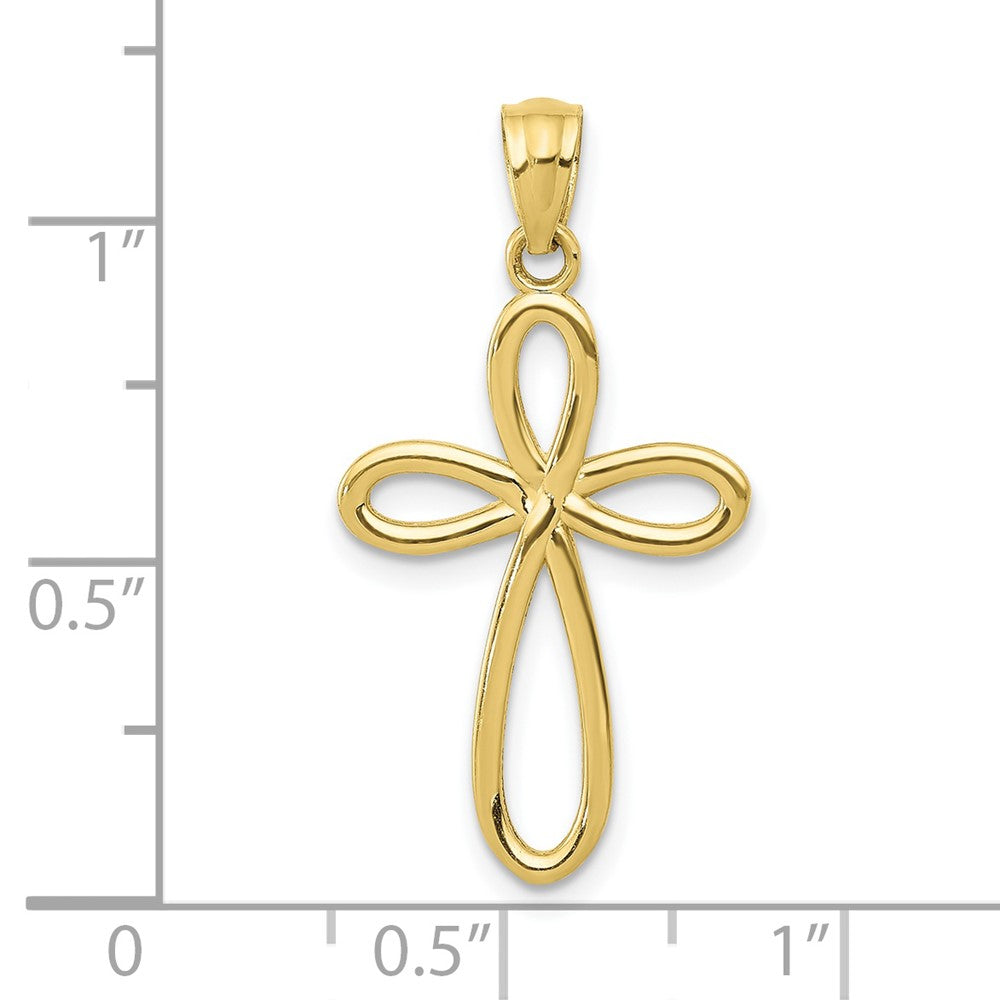 FJC Finejewelers 10 kt Yellow Gold Themed Ribbon Cross Charm 23 mm x 12.15 mm