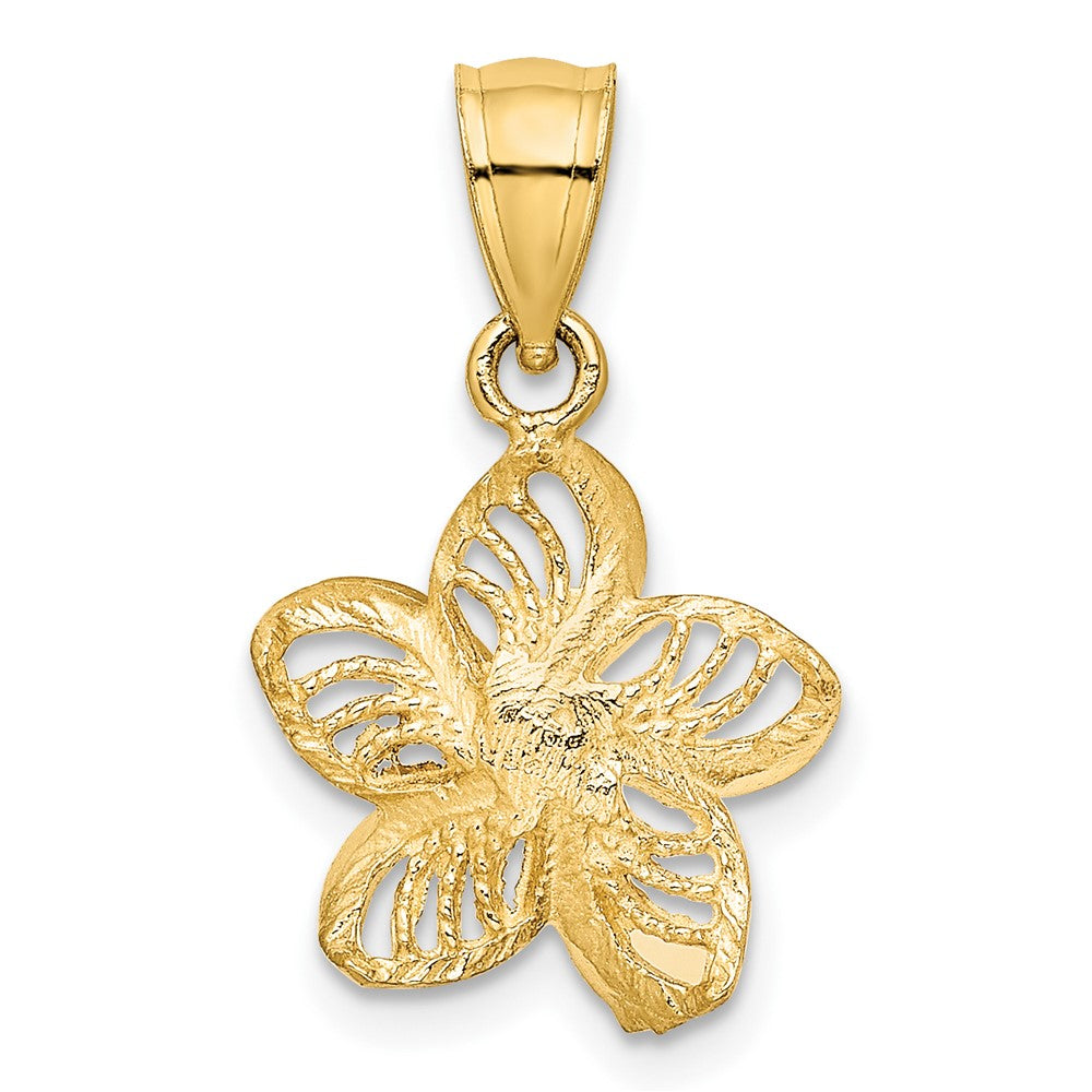 FJC Finejewelers 10 kt Yellow Gold Polished and Bright Cut Beaded Plumeria Flower Charm 18 x 13 mm