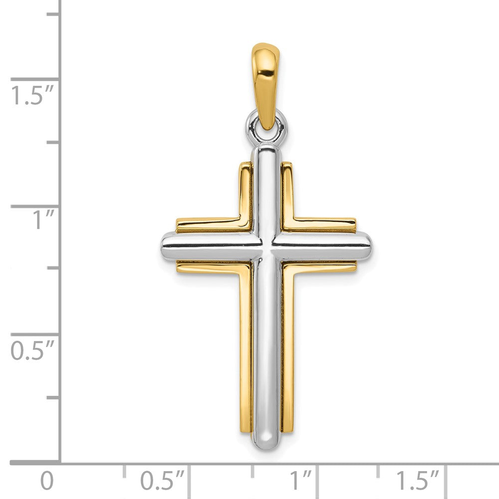 FJC Finejewelers 10 kt Two Tone Gold Two-tone Cross Charm 37 x 20 mm
