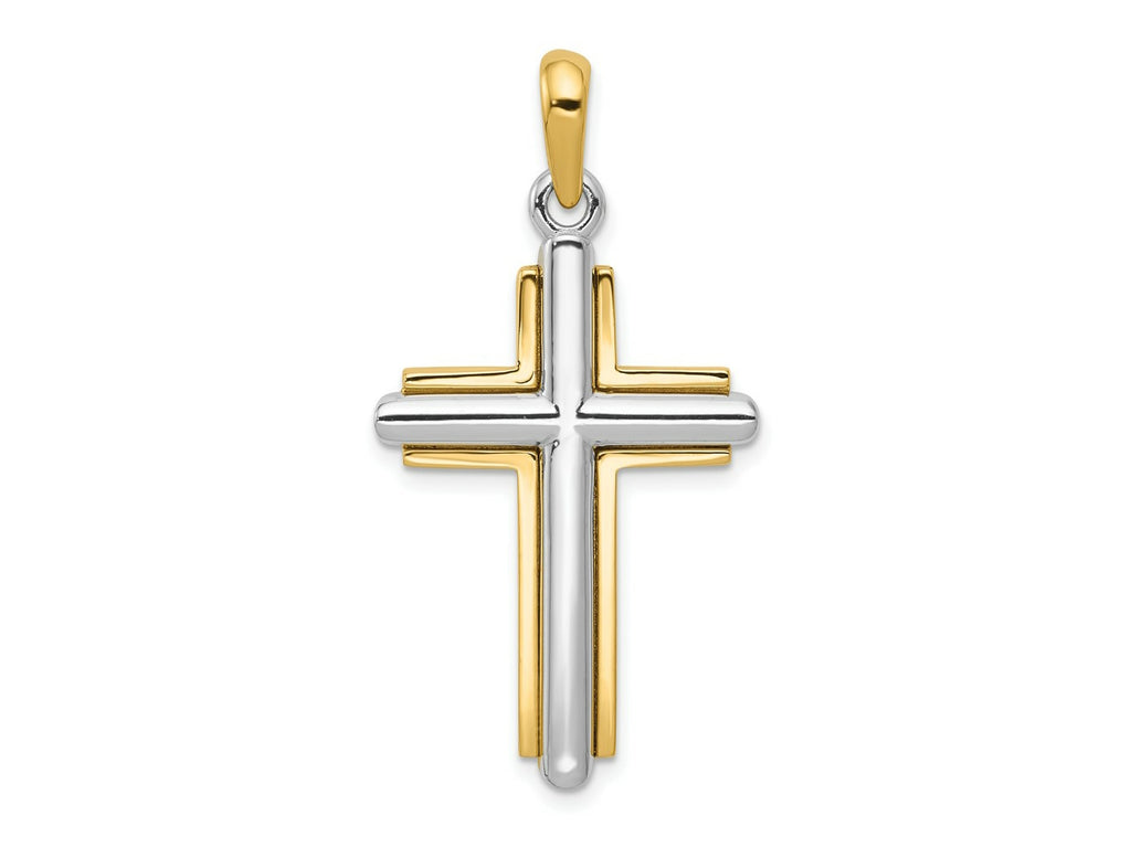 FJC Finejewelers 10 kt Two Tone Gold Two-tone Cross Charm 37 x 20 mm