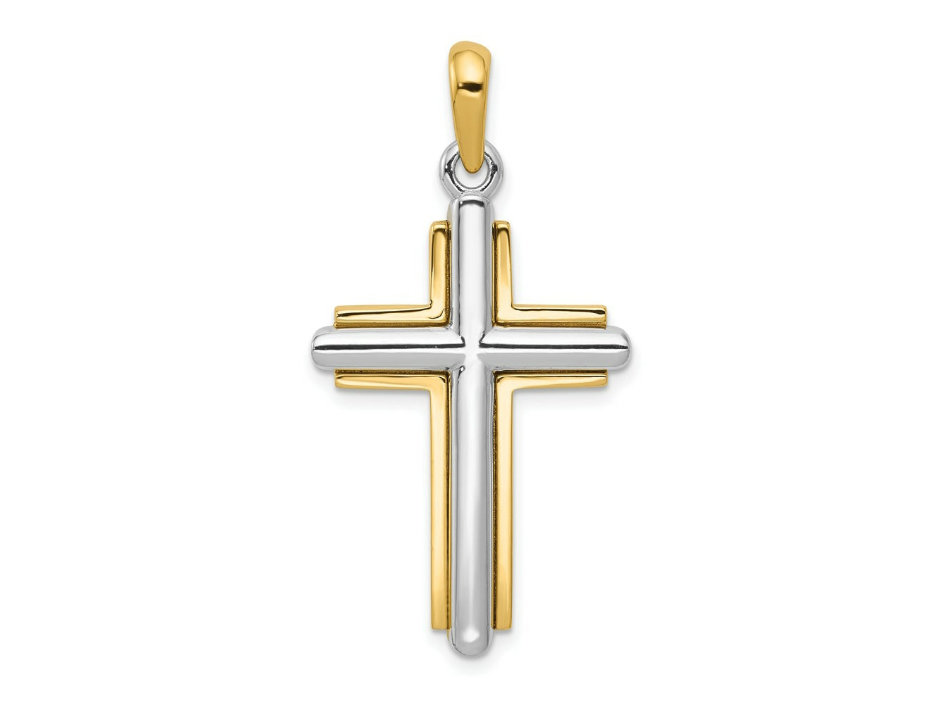 FJC Finejewelers 10 kt Two Tone Gold Two-tone Cross Charm 37 x 20 mm