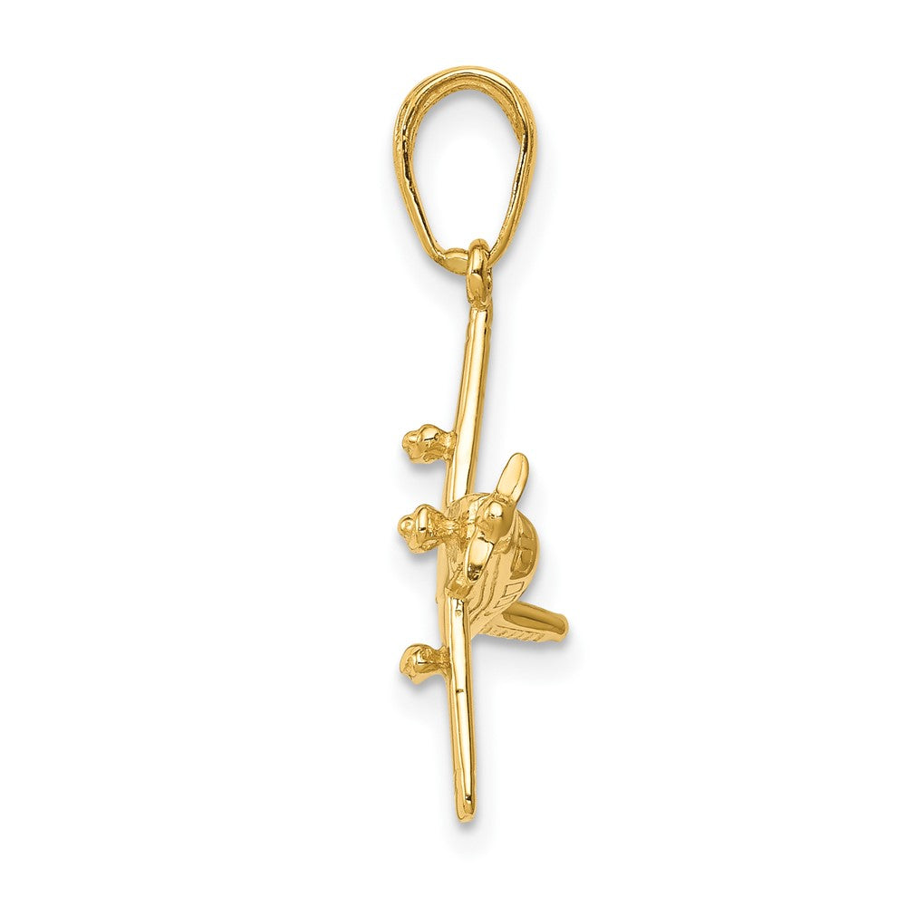 FJC Finejewelers 10 kt Yellow Gold 3-D Low-Wing Airplane Charm 24 x 19 mm