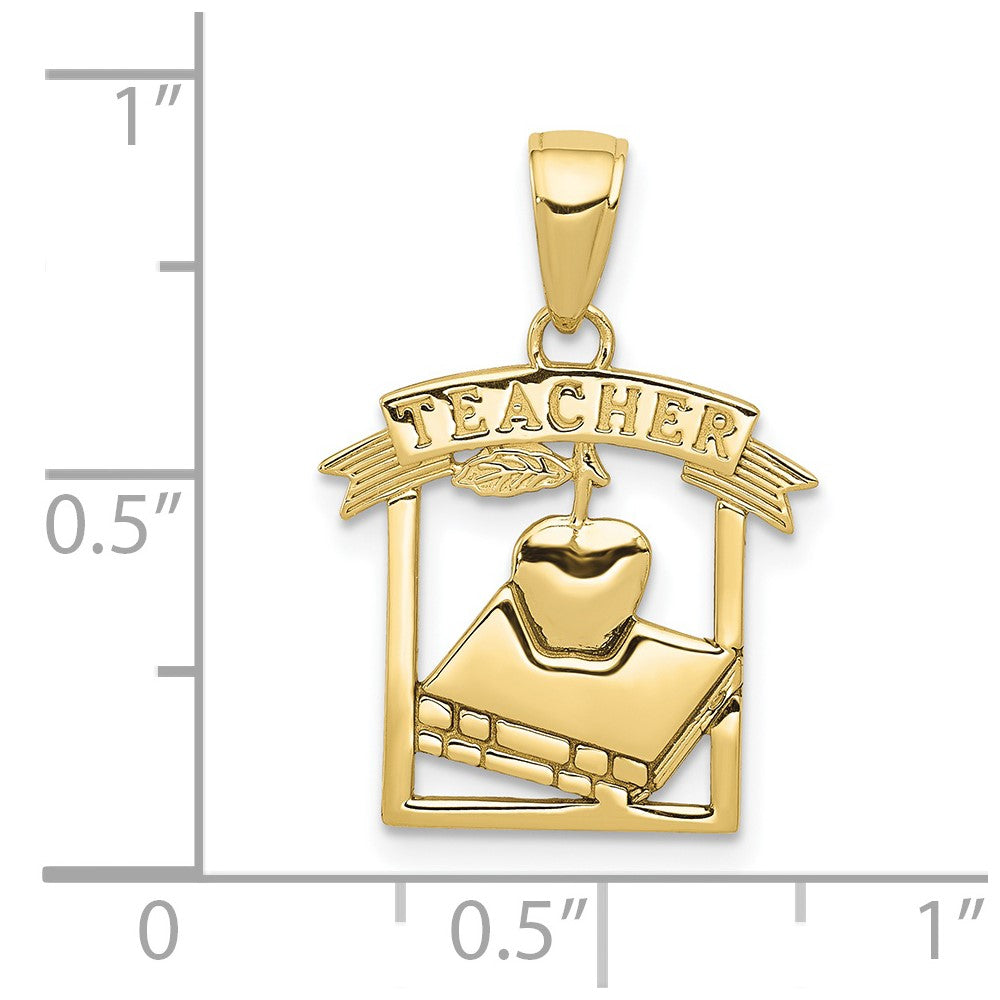 FJC Finejewelers 10 kt Yellow Gold Polished Flat-Backed Teacher Frame Charm 21 x 16 mm