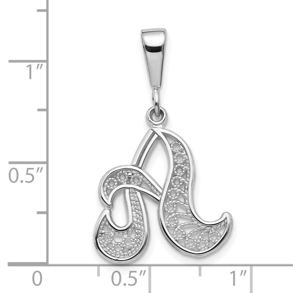 FJC Finejewelers 10 kt White Gold Filigree Initial A Charm 30 x 17 mm