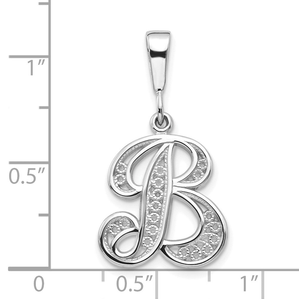FJC Finejewelers 10 kt White Gold Filigree Initial B Charm 30 x 16 mm