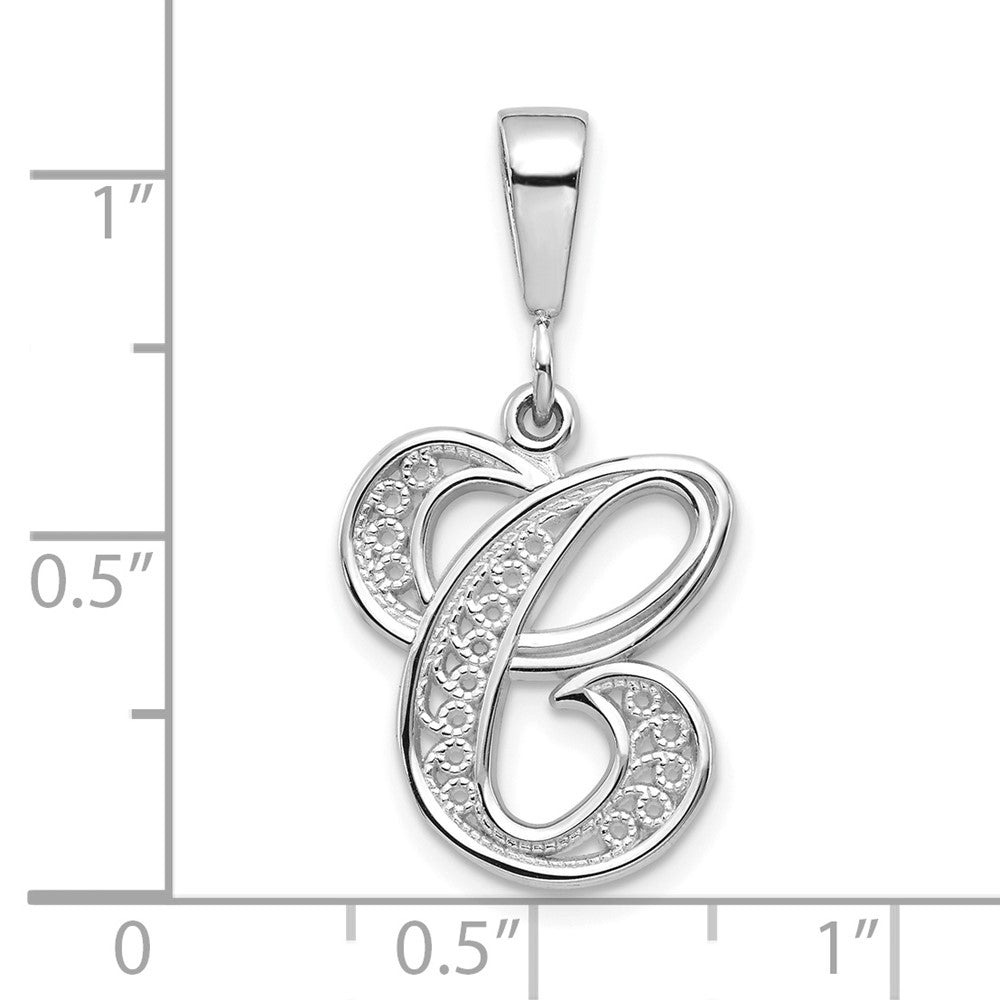 FJC Finejewelers 10 kt White Gold Filigree Initial C Charm 30 x 14 mm