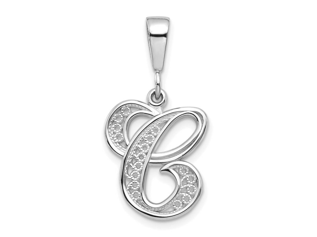FJC Finejewelers 10 kt White Gold Filigree Initial C Charm 30 x 14 mm