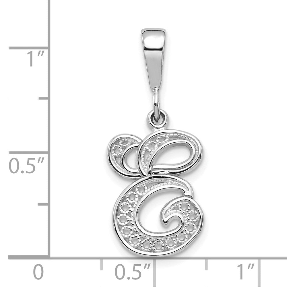 FJC Finejewelers 10 kt White Gold Filigree Initial E Charm 30 x 17 mm