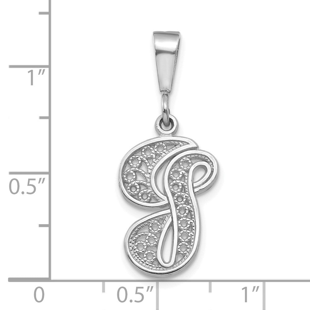 FJC Finejewelers 10 kt White Gold Filigree Initial G Charm 30 x 17 mm