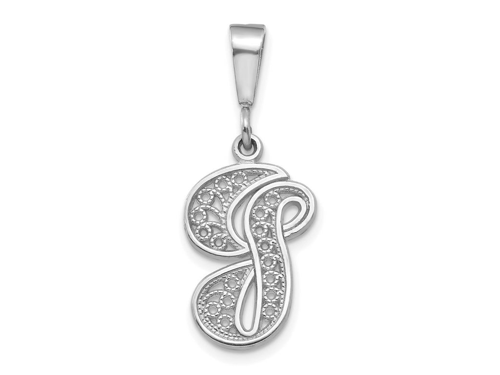 FJC Finejewelers 10 kt White Gold Filigree Initial G Charm 30 x 17 mm