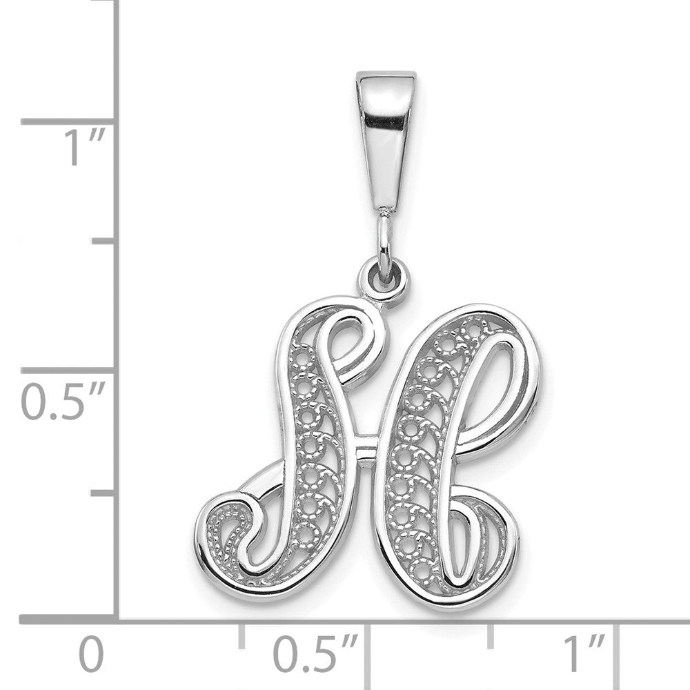 FJC Finejewelers 10 kt White Gold Filigree Initial H Charm 30 x 17 mm