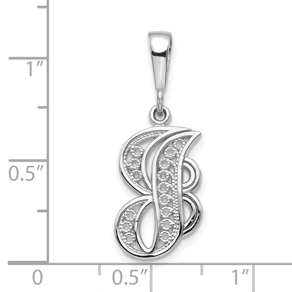 FJC Finejewelers 10 kt White Gold Filigree Initial J Charm 30 x 17 mm