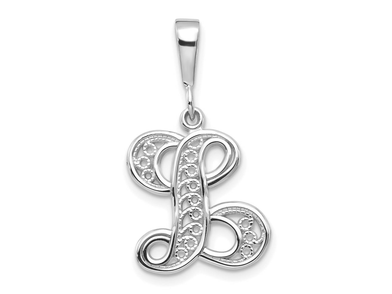 FJC Finejewelers 10 kt White Gold Filigree Initial L Charm 30 x 17 mm