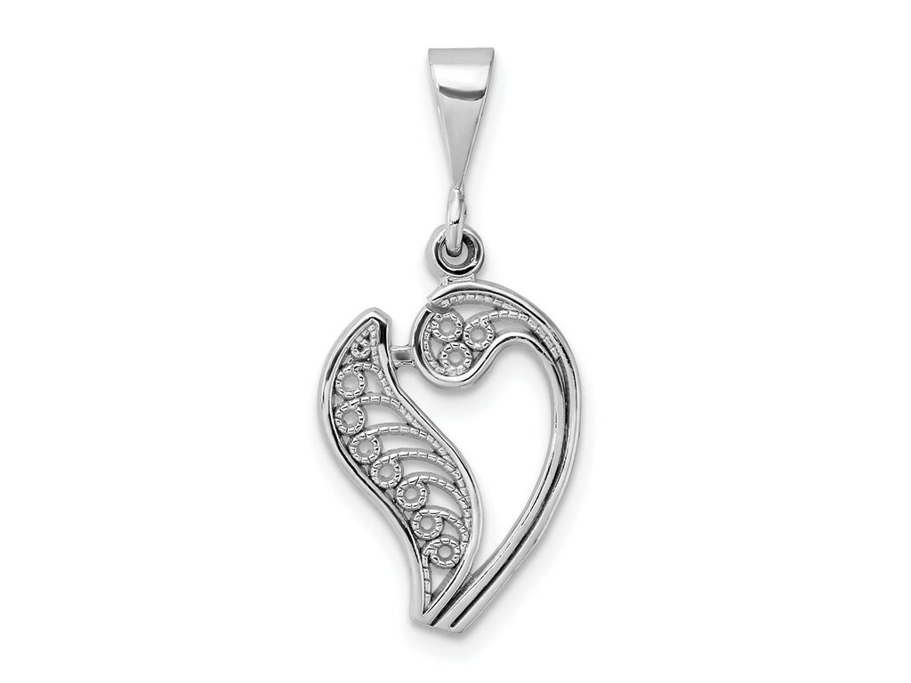 FJC Finejewelers 10 kt White Gold Filigree Initial V Charm 30 x 17 mm