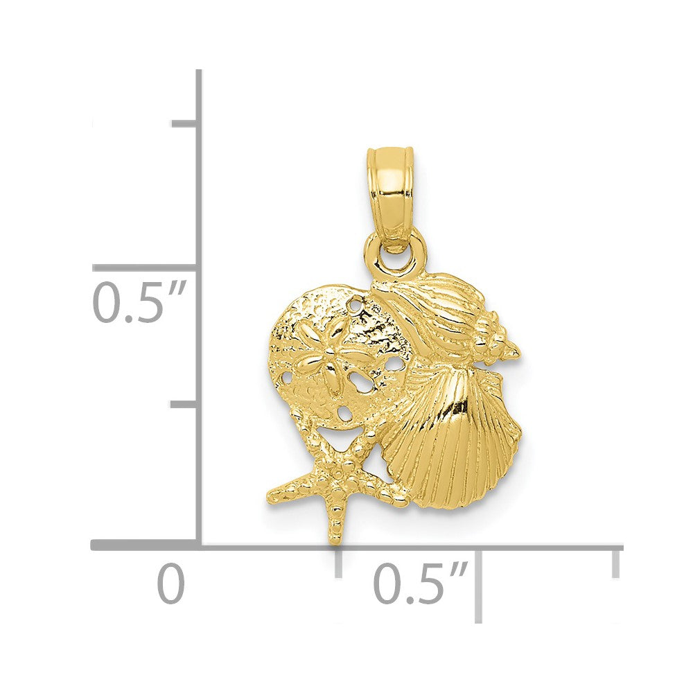 FJC Finejewelers 10 kt Yellow Gold Solid Polished Mini Shell Cluster Charm 18 x 12 mm