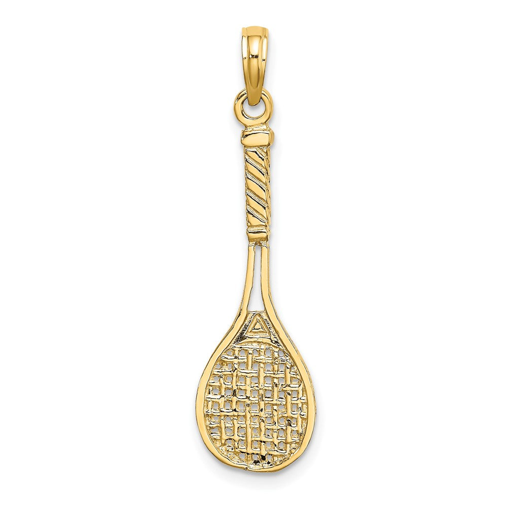 FJC Finejewelers 10 kt Yellow Gold Solid Polished 3-D Tennis Racquet Charm 28 x 9 mm