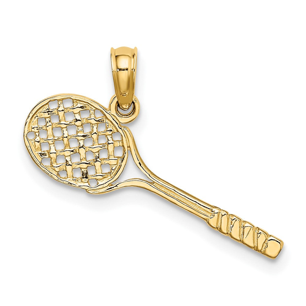 FJC Finejewelers 10 kt Yellow Gold Solid Polished 3-D Tennis Racquet Charm 7 x 23 mm