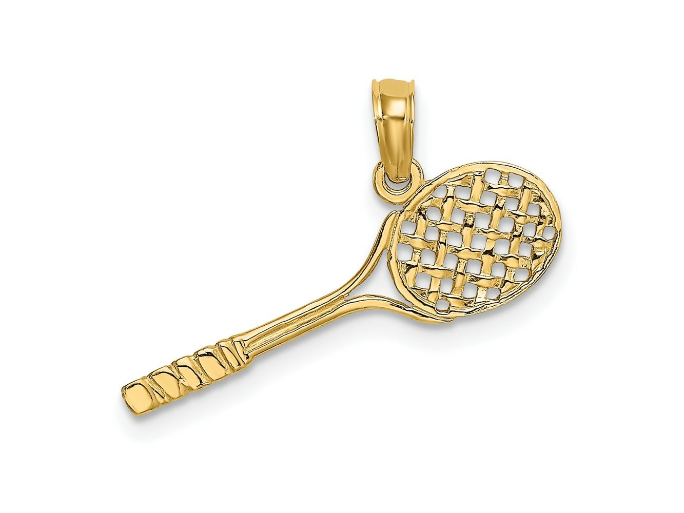 FJC Finejewelers 10 kt Yellow Gold Solid Polished 3-D Tennis Racquet Charm 7 x 23 mm
