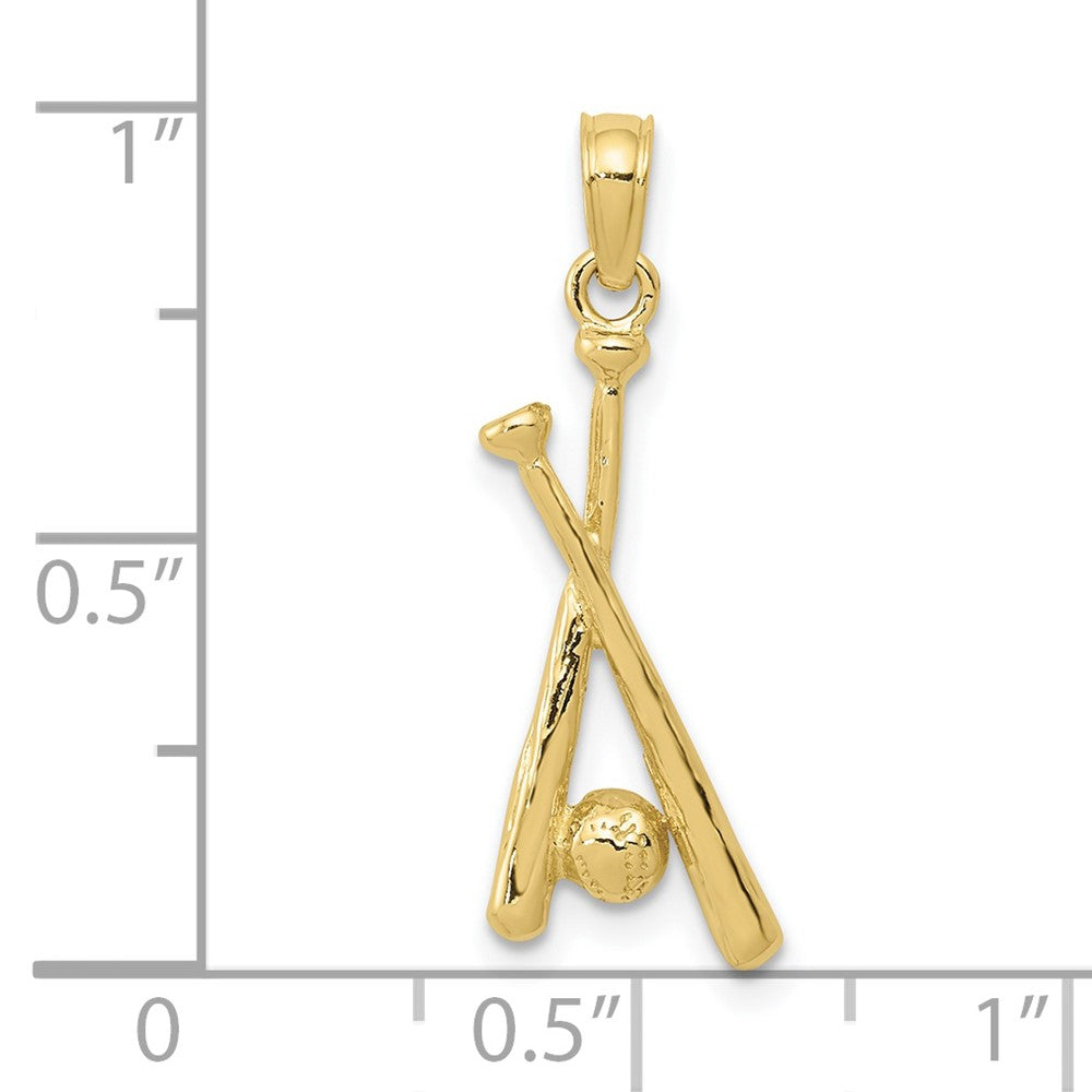 FJC Finejewelers 10 kt Yellow Gold Polished Open-Backed Bats and Baseball Charm 24 x 10 mm