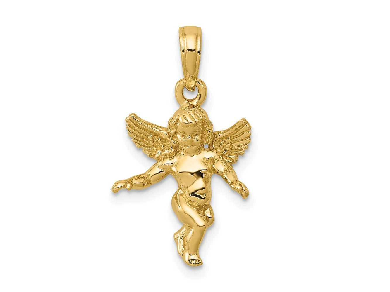 FJC Finejewelers 10 kt Yellow Gold 3D Polished Solid Angel Charm 21 x 14 mm