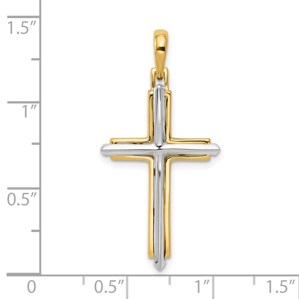 FJC Finejewelers 10 kt Two Tone Gold Two-tone Fancy Cross Charm 35 x 18 mm
