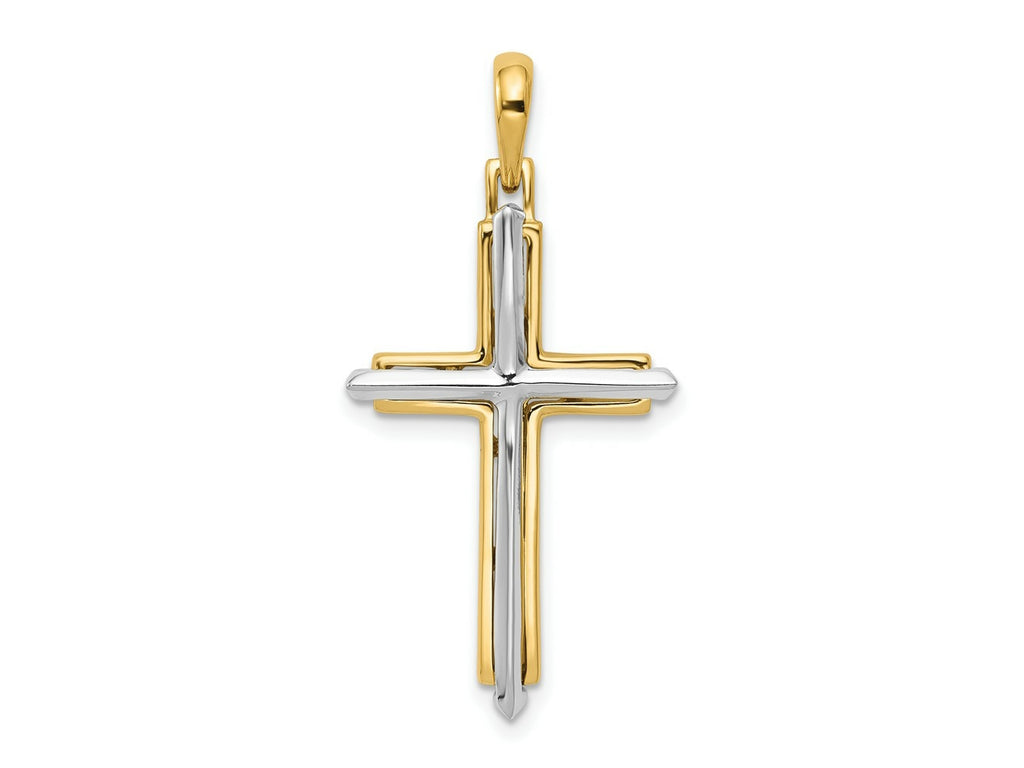 FJC Finejewelers 10 kt Two Tone Gold Two-tone Fancy Cross Charm 35 x 18 mm