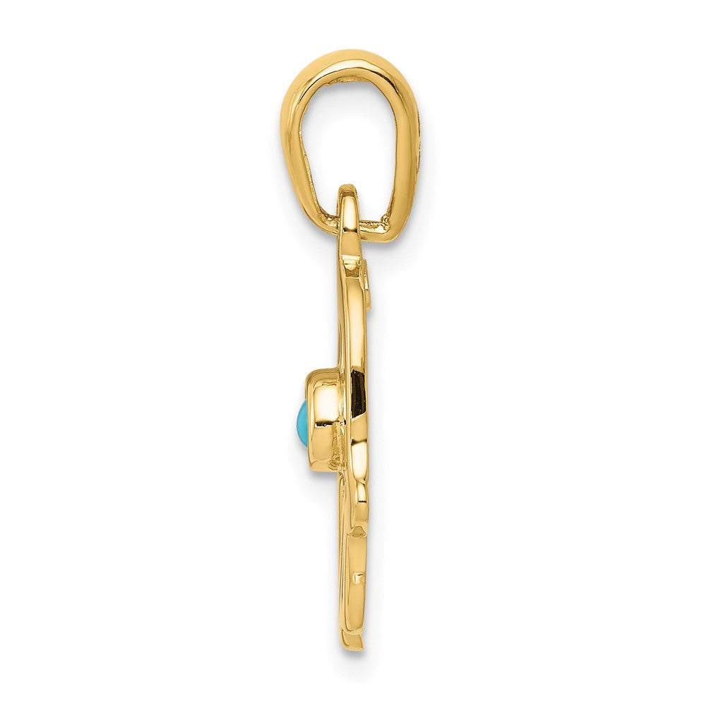 FJC Finejewelers 10 kt Yellow Gold Turquoise Chamseh Charm 25 x 13 mm